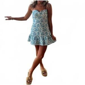 NEW SINCERELY OURS vivi romper in blue jungle toile